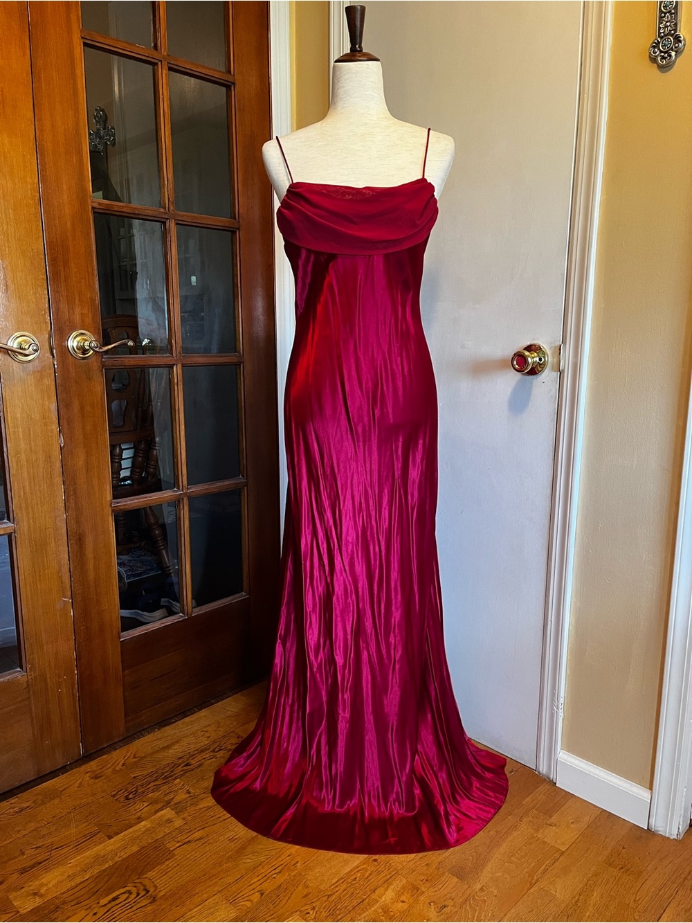 Vintage 90s Michaelangelo Red Satin Dress